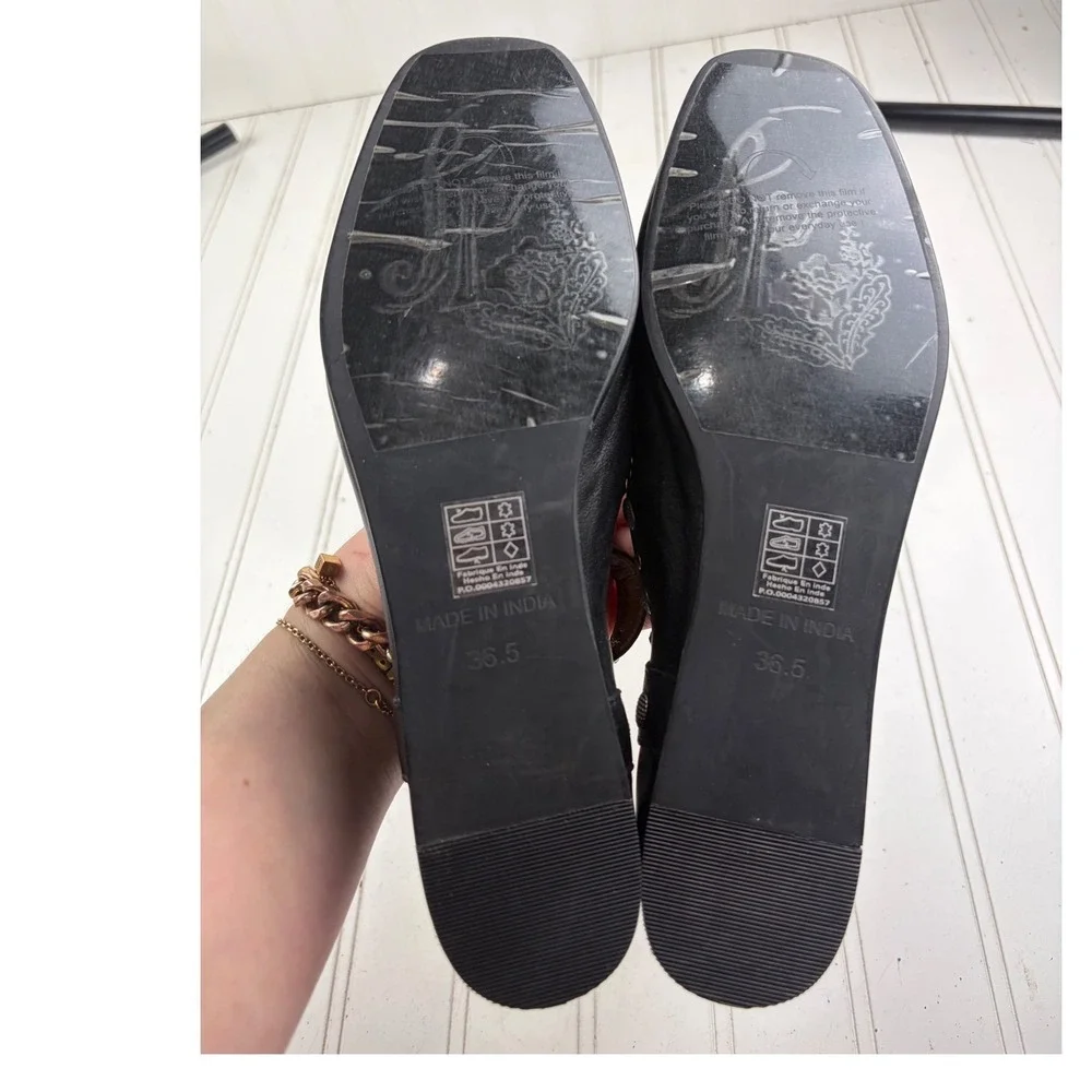 Free People Black Studded Mystic Mary Jane Leather Flats Women's Size US 6.5